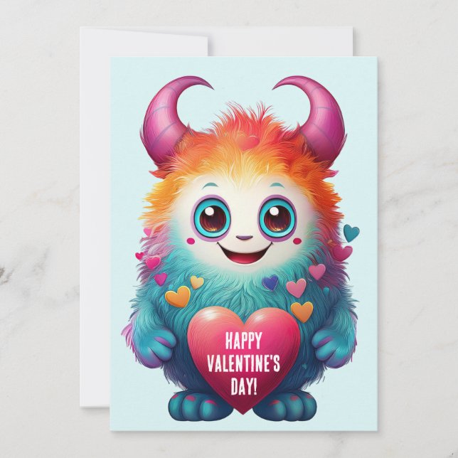 Tarjeta Festiva Hermoso Monstruo de San Valentín (Anverso)