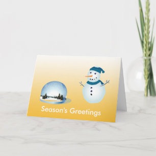 Tarjeta Festiva Hermoso muñeco de nieve y saludo de temporada de m