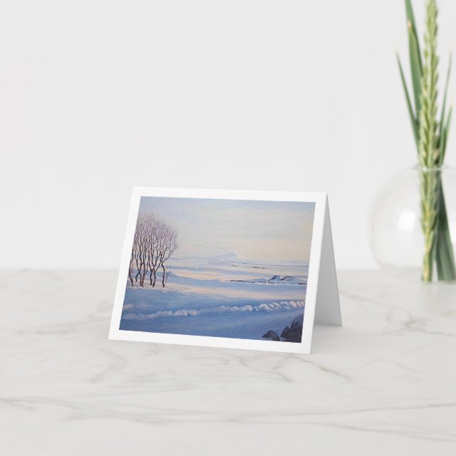 Tarjeta Festiva Hermoso paisaje de invierno de Islandia bello arte (Anverso)