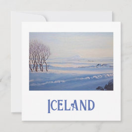 Tarjeta Festiva Hermoso paisaje de nieve en invierno de Islandia b