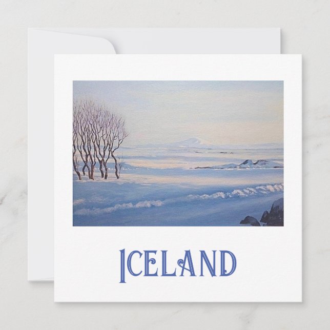 Tarjeta Festiva Hermoso paisaje de nieve en invierno de Islandia b (Anverso)