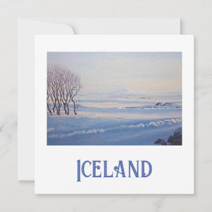 Tarjeta Festiva Hermoso paisaje de nieve en invierno de Islandia b