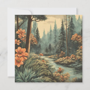 Tarjeta Festiva Hermoso paisaje del río forestal