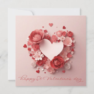 Tarjeta Festiva Hermoso papel Corazón Flores Valentine