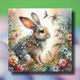 Tarjeta Festiva Hermoso Pastel Flower Garden Rabbit Easter