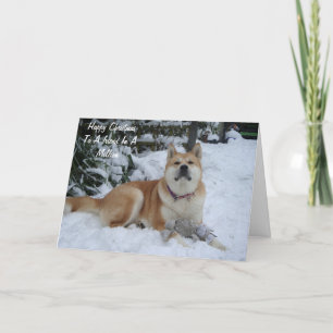Tarjeta Festiva hermoso perro akita descansando en el amigo de la