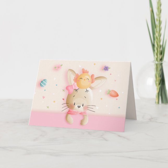 Tarjeta Festiva Hermoso Personalizado de Pascua y Huevos de pollo (Anverso)