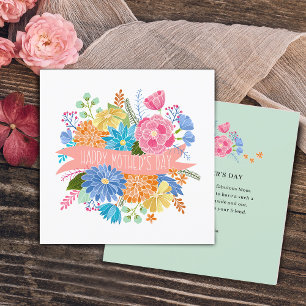 Tarjeta Festiva Hermoso ramo de flores florales para el Día de la 