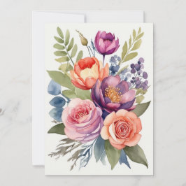 Tarjeta Festiva Hermoso ramo surtido de flores de acuarela floral