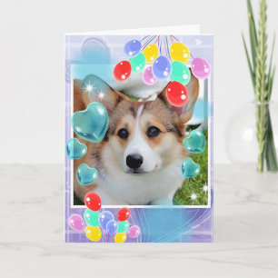 Tarjeta Festiva Hermoso Sable Corgi con corazones