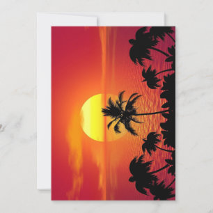 Tarjeta Festiva Hermoso Sunset Scene Palm Trees Guay brillante