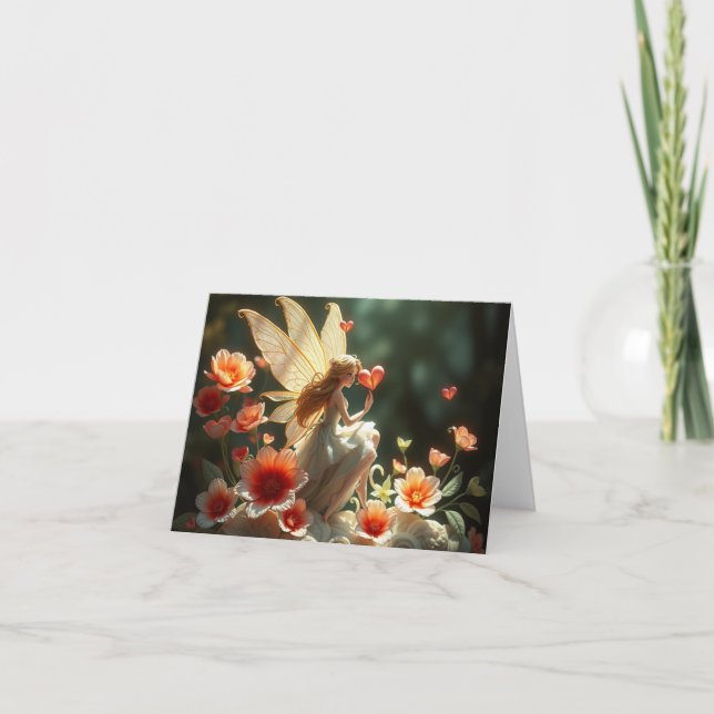 Tarjeta Festiva Hermoso y Delicado Hada Romántica (Anverso)