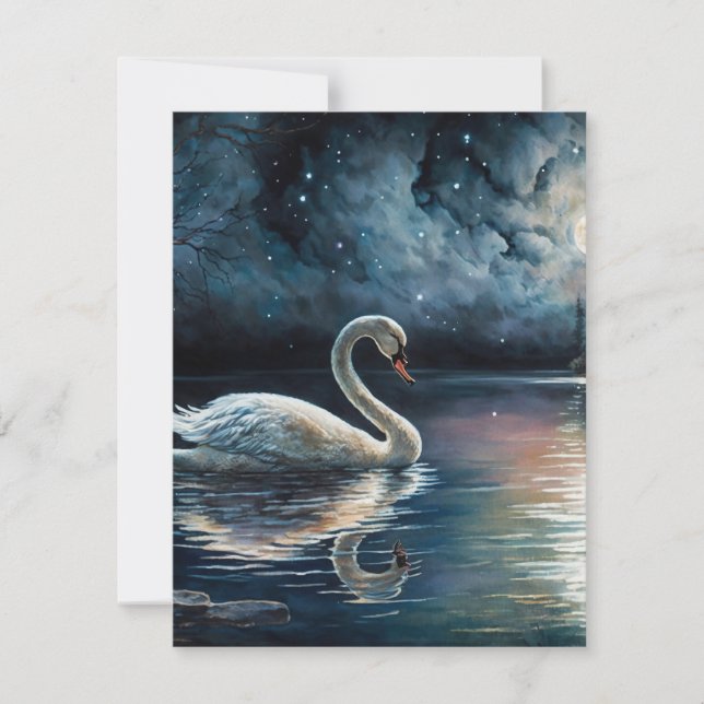 Tarjeta Festiva Hermosos fondos del lago Swan (Anverso)