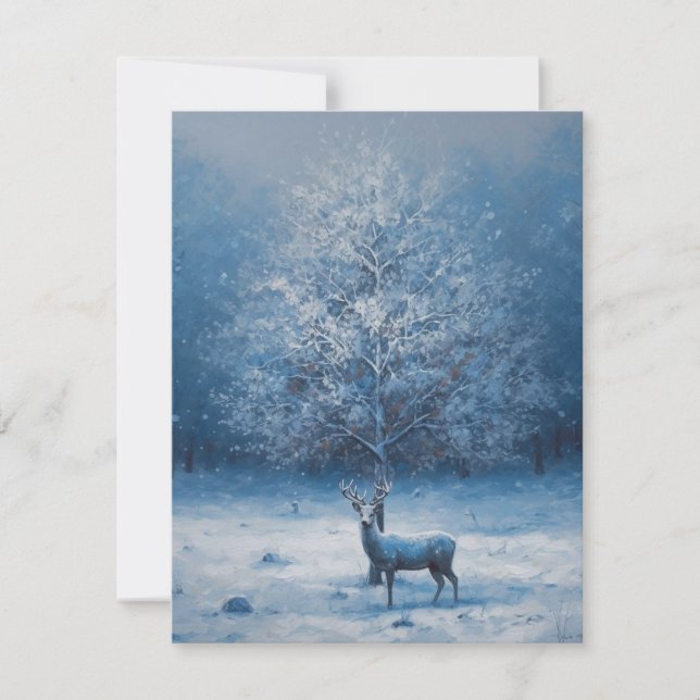 Tarjeta Festiva Hermosos Navidades azules de época inusual (Anverso)