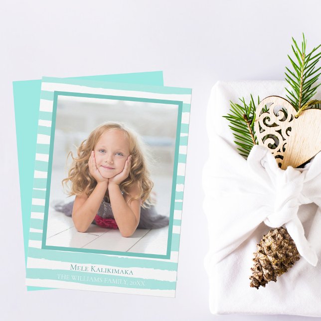 Tarjeta Festiva Hermosos Navidades de playa Verde azulada costera (Subido por el creador)