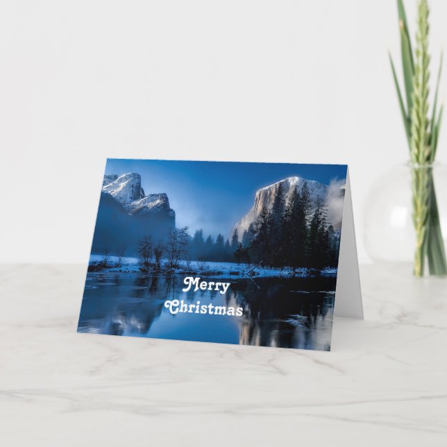 Tarjeta Festiva Hermosos Navidades fotográficos Blue Yellowstone (Anverso)