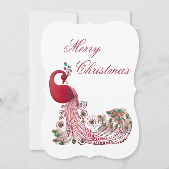 Tarjeta Festiva Hermosos Navidades Peacock (Anverso)