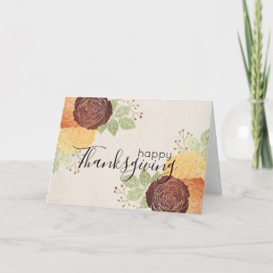 Tarjeta Festiva Hermosos Rosas de otoño - Feliz Día de Acción de G