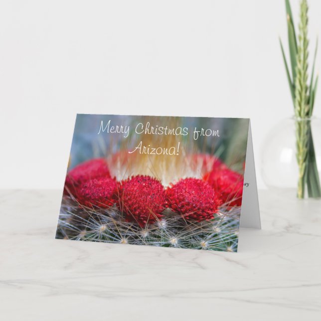 Tarjeta Festiva Hermosos Saludos del Desierto Con Flores De Cactus (Anverso)