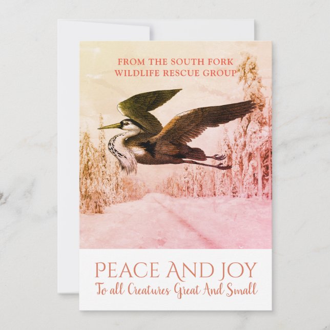 Tarjeta Festiva Heron Bird En Invierno Navidades De Negocios De Ni (Anverso)