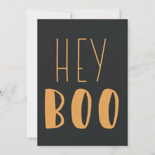 Tarjeta Festiva "Hey Boo" Halloween Typografía Personalizado moder