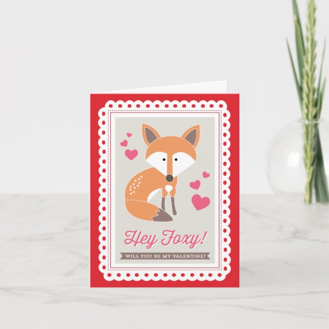 Tarjeta Festiva Hey Foxy! by Origami Prints Valentine Folded Card (Anverso)