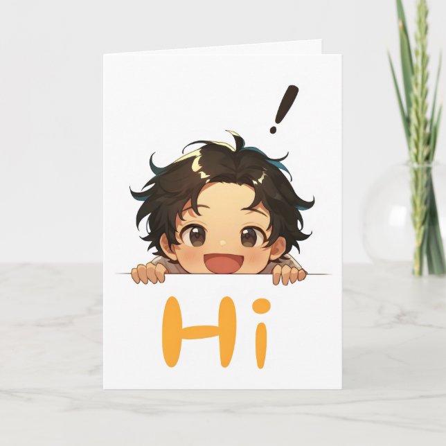 Tarjeta Festiva Hi Anime Boy Chibi (Anverso)