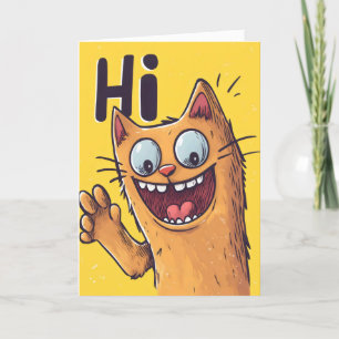 Tarjeta Festiva Hi Funny Naranja Cat