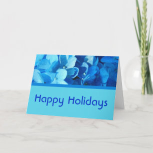 Tarjeta Festiva hidrangea azul Felices vacaciones