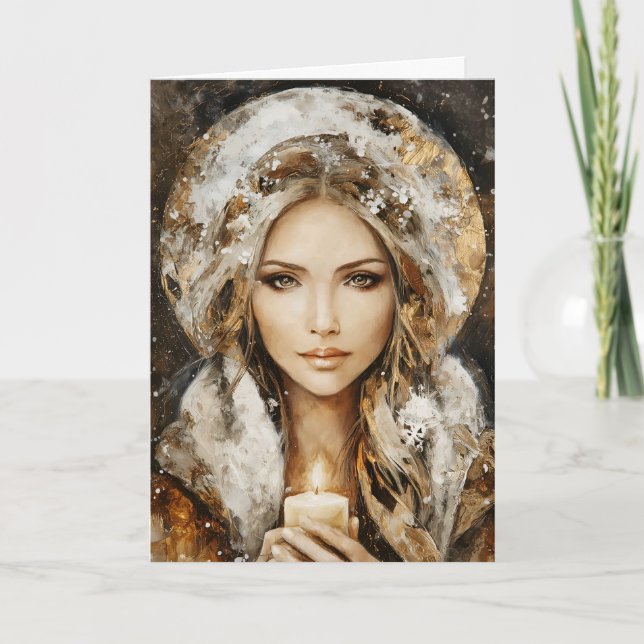 Tarjeta Festiva High Priestess of Light Winter Solstice & Yule  (Anverso)