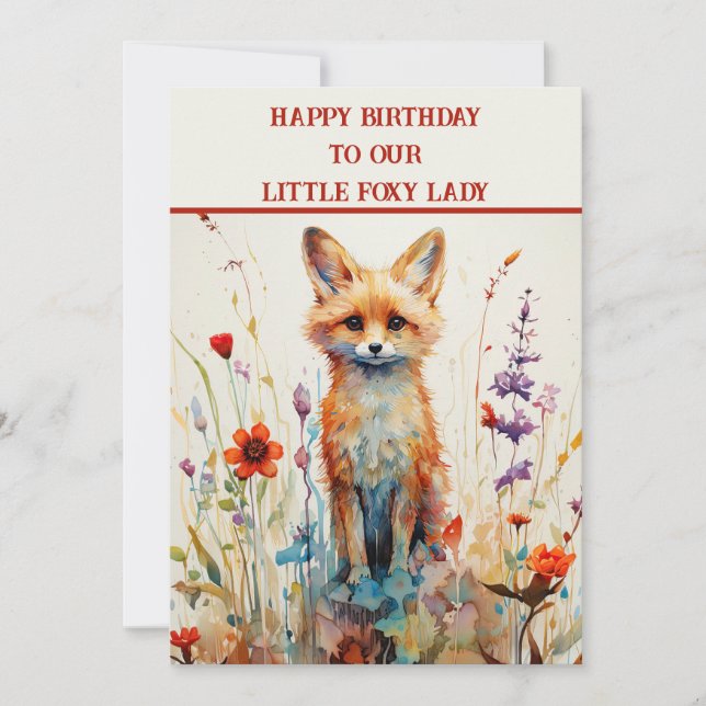 Tarjeta Festiva Hija 10.º cumpleaños Resumen Fox (Anverso)