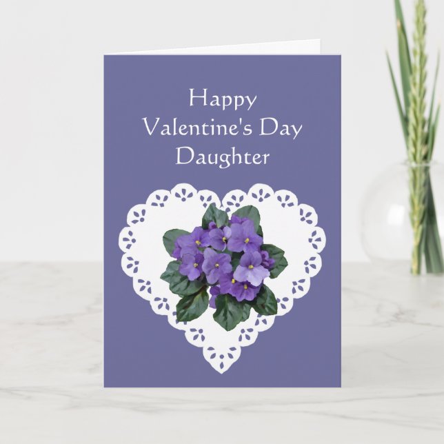 Tarjeta Festiva Hija africana violeta poema de San Valentín (Anverso)
