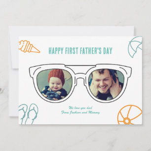 Tarjeta Festiva Hija de papá, Collage de fotos del primer padre
