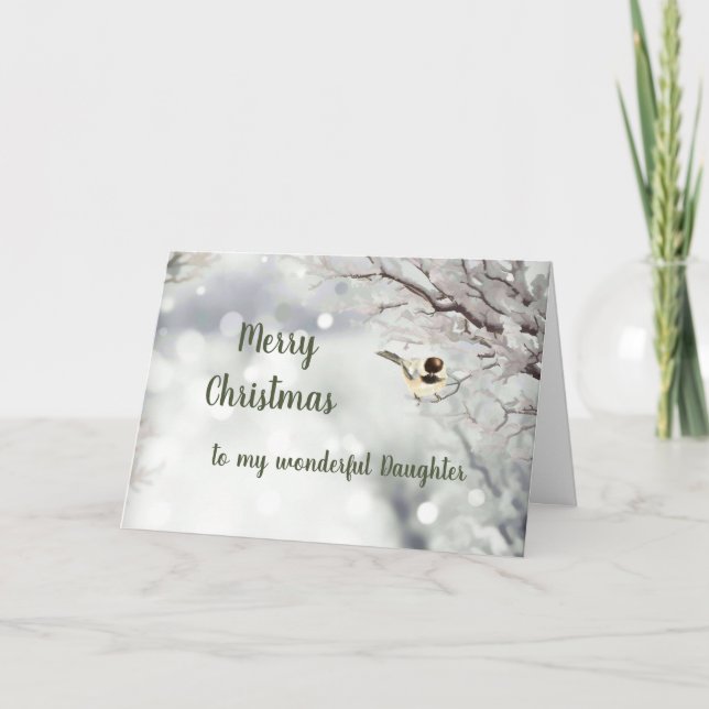 Tarjeta Festiva Hija del pájaro de Frost del invierno de las (Anverso)
