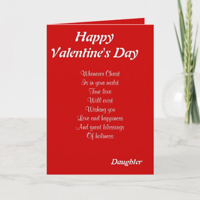 Tarjeta Festiva Hija el día de San Valentín religiosa (Anverso)