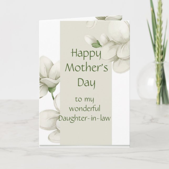 Tarjeta Festiva Hija en el día de la madre florida en blanco (Anverso)
