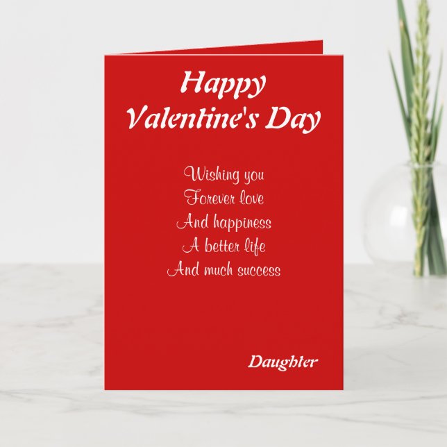 Tarjeta Festiva Hija en el día de San Valentín (Anverso)