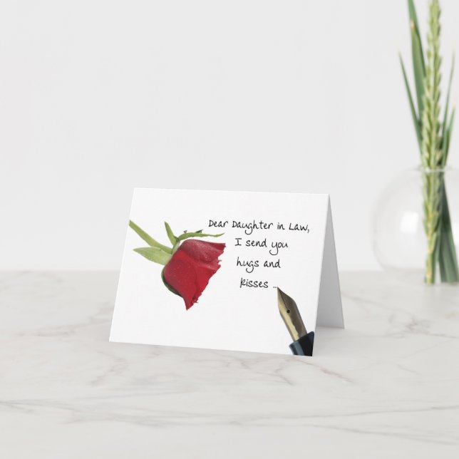 Tarjeta Festiva Hija en la ley Feliz Día de San Valentín Rosas (Anverso)