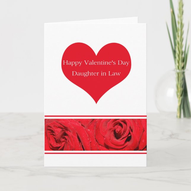 Tarjeta Festiva Hija en la ley Feliz Día de San Valentín Rosas (Anverso)