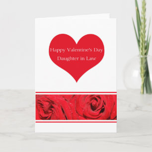 Tarjeta Festiva Hija en la ley Feliz Día de San Valentín Rosas