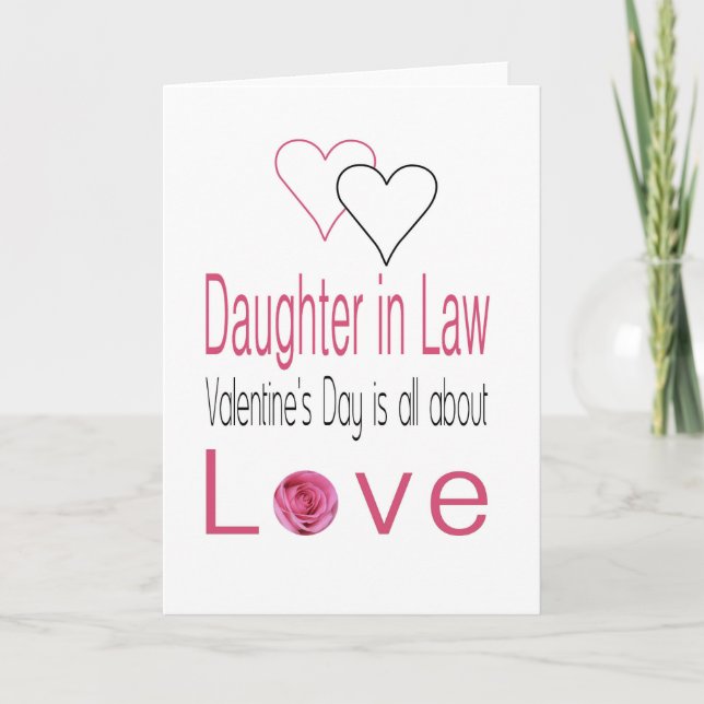Tarjeta Festiva Hija en la ley Feliz Día de San Valentín Rosas (Anverso)