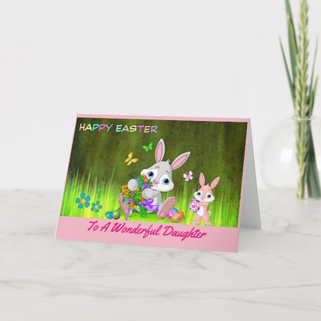 Tarjeta Festiva Hija feliz de Pascua (Anverso)