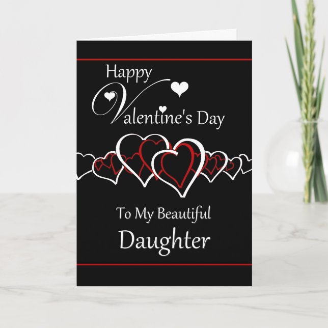 Tarjeta Festiva Hija Feliz Día de San Valentín / Silhouettes de co (Anverso)