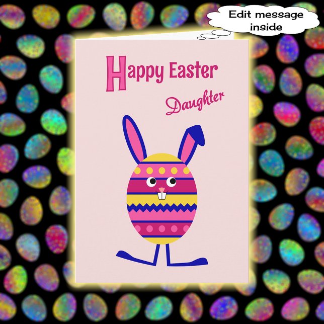 Tarjeta Festiva Hija Huevo de Pascua rosa (Subido por el creador)