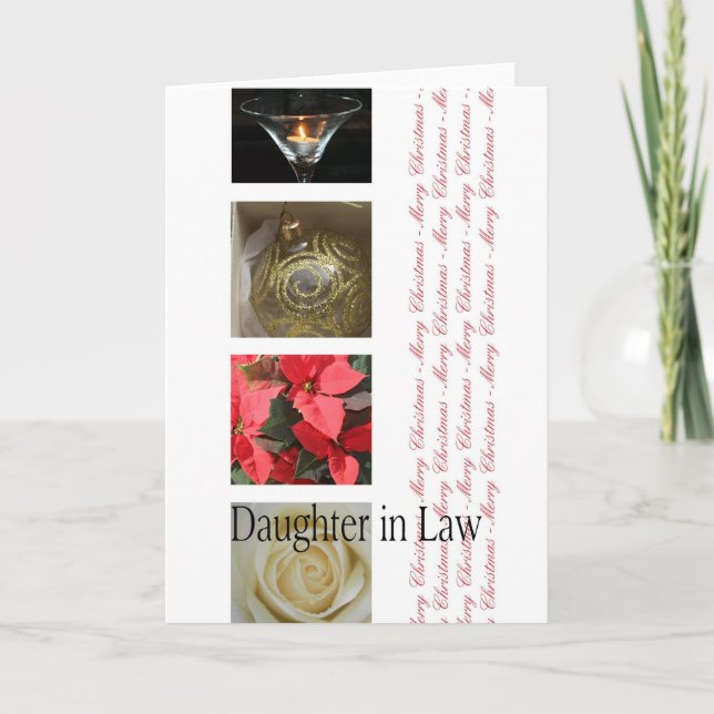 Tarjeta Festiva Hija: Navidades de Derecho rojo, negro y blanco (Anverso)