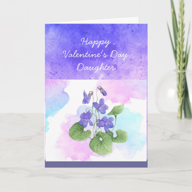 Tarjeta Festiva Hija: Poema de San Valentín de flor violeta africa (Anverso)