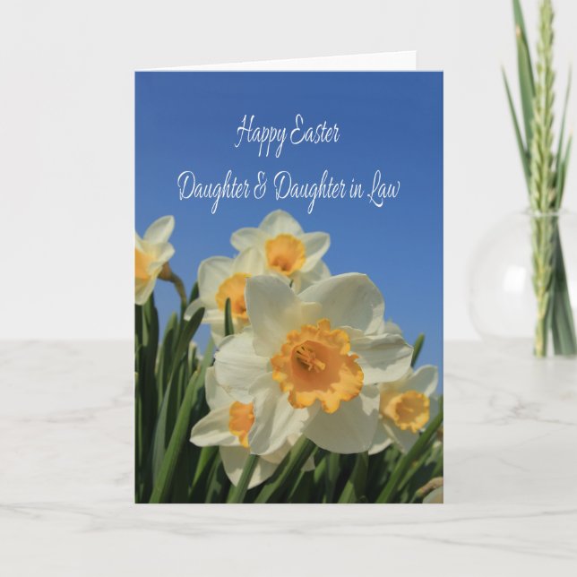 Tarjeta Festiva Hija y esposa feliz Pascua (Anverso)