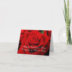 Tarjeta Festiva Hija y esposo de Rosas felices del Día de San Vale