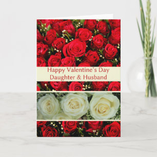 Tarjeta Festiva Hija y esposo de Rosas felices del Día de San Vale