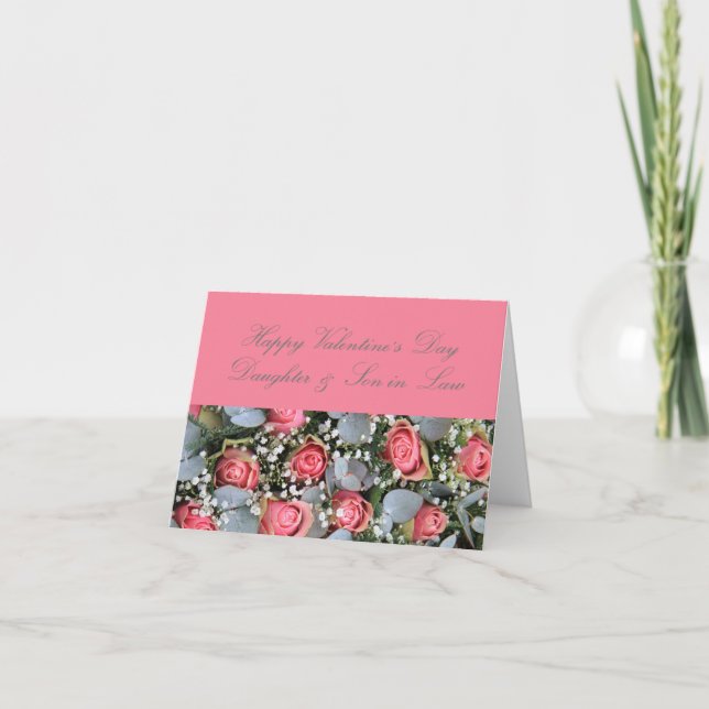 Tarjeta Festiva Hija y esposo de Rosas felices del Día de San Vale (Anverso)